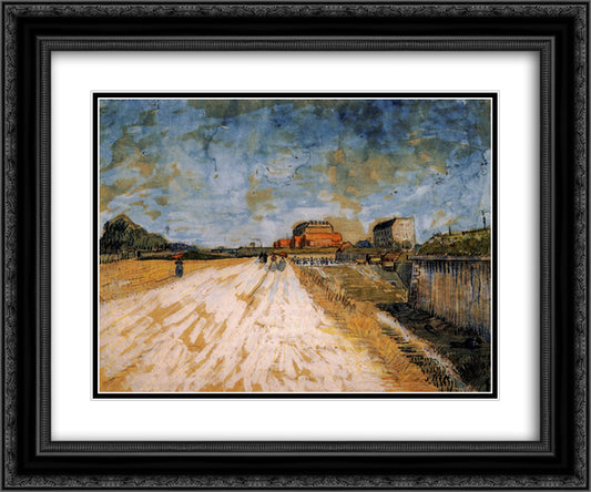 Road Running Beside the Paris Ramparts 24x20 Black Ornate Wood Framed Art Print Poster with Double Matting by Van Gogh, Vincent