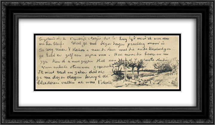 Road with Pollard Willows 24x14 Black Ornate Wood Framed Art Print Poster with Double Matting by Van Gogh, Vincent
