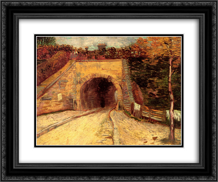 Roadway with Underpass The Viaduct 24x20 Black Ornate Wood Framed Art Print Poster with Double Matting by Van Gogh, Vincent