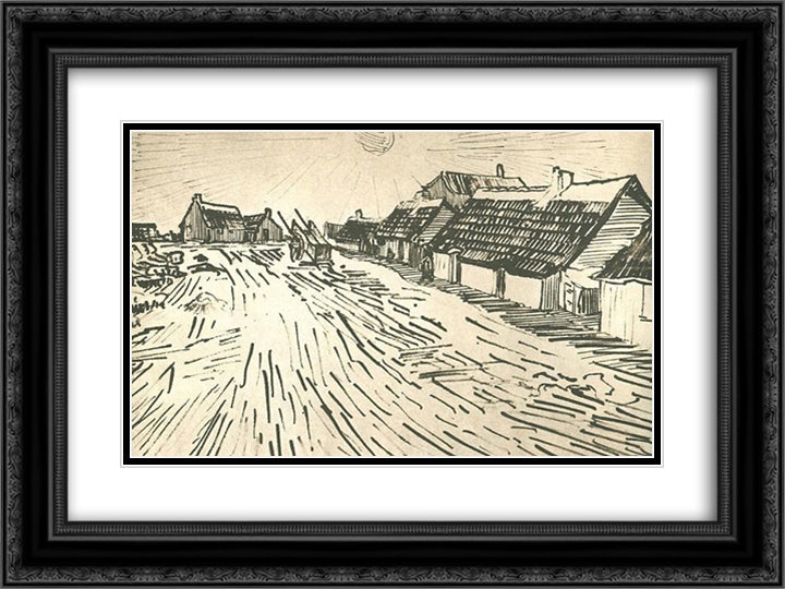 Row of Cottages in Saintes-Maries 24x18 Black Ornate Wood Framed Art Print Poster with Double Matting by Van Gogh, Vincent