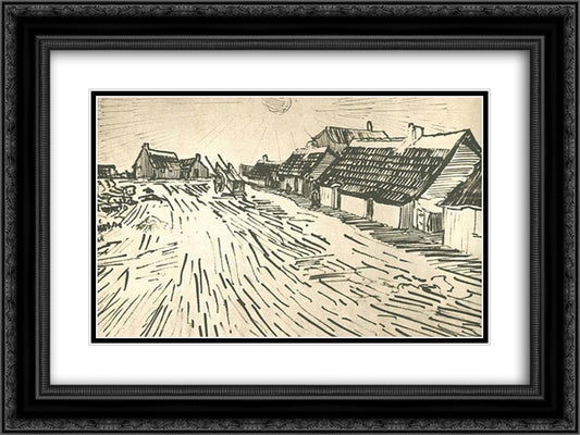 Row of Cottages in Saintes-Maries 24x18 Black Ornate Wood Framed Art Print Poster with Double Matting by Van Gogh, Vincent