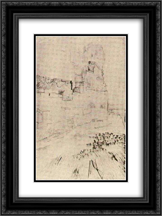 Ruins of Montmajour 18x24 Black Ornate Wood Framed Art Print Poster with Double Matting by Van Gogh, Vincent