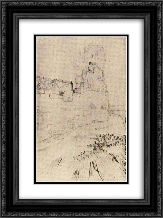 Ruins of Montmajour 18x24 Black Ornate Wood Framed Art Print Poster with Double Matting by Van Gogh, Vincent
