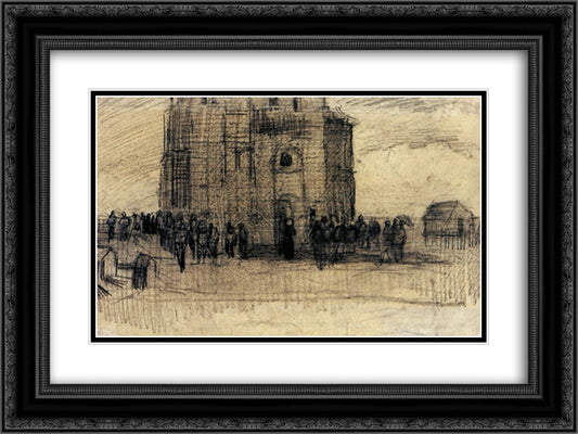 Sale of Building Scrap 24x18 Black Ornate Wood Framed Art Print Poster with Double Matting by Van Gogh, Vincent