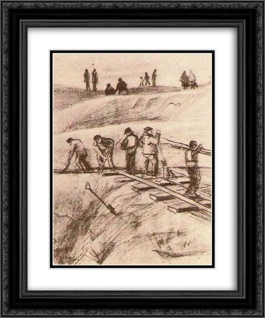 Sand Diggers 20x24 Black Ornate Wood Framed Art Print Poster with Double Matting by Van Gogh, Vincent