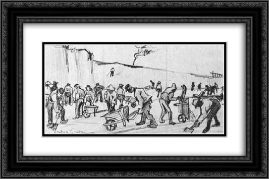 Sand Diggers in Dekkersduin near The Hague 24x16 Black Ornate Wood Framed Art Print Poster with Double Matting by Van Gogh, Vincent