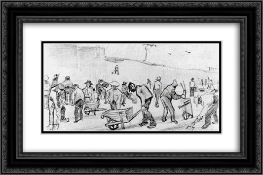 Sand Diggers in Dekkersduin near The Hague 2 24x16 Black Ornate Wood Framed Art Print Poster with Double Matting by Van Gogh, Vincent