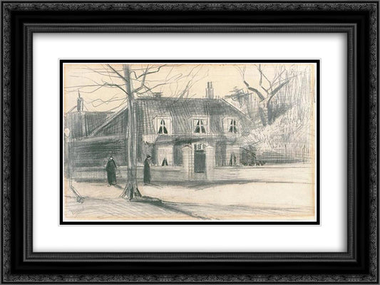 Scheveningen Road 24x18 Black Ornate Wood Framed Art Print Poster with Double Matting by Van Gogh, Vincent