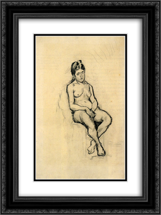 Seated Female Nude 18x24 Black Ornate Wood Framed Art Print Poster with Double Matting by Van Gogh, Vincent