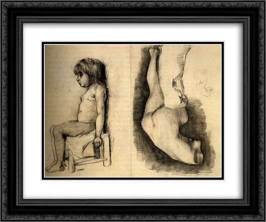 Seated Girl and Venus 24x20 Black Ornate Wood Framed Art Print Poster with Double Matting by Van Gogh, Vincent