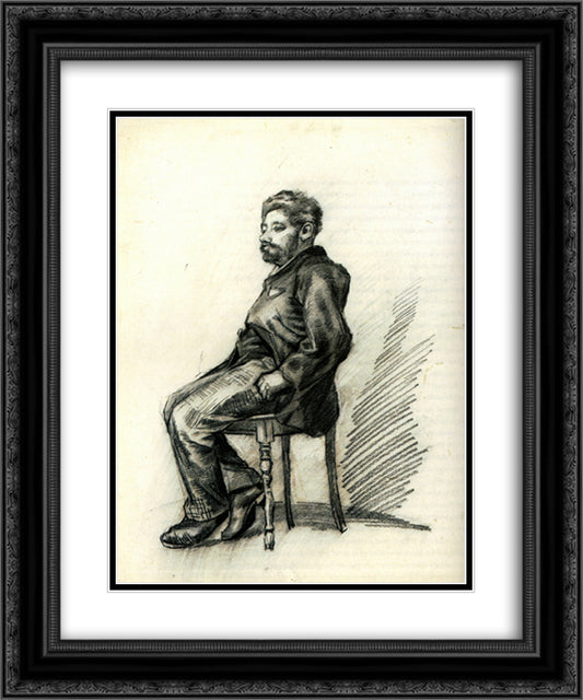 Seated Man with a Beard 20x24 Black Ornate Wood Framed Art Print Poster with Double Matting by Van Gogh, Vincent