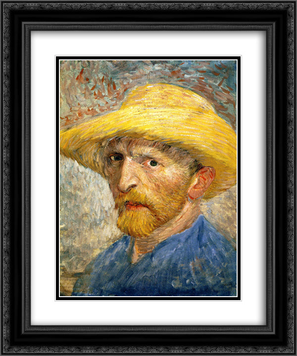 Self Portrait 20x24 Black Ornate Wood Framed Art Print Poster with Double Matting by Van Gogh, Vincent