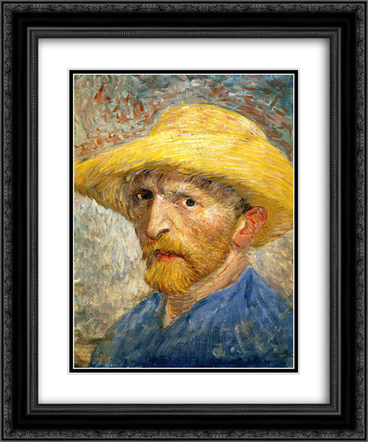 Self Portrait 20x24 Black Ornate Wood Framed Art Print Poster with Double Matting by Van Gogh, Vincent