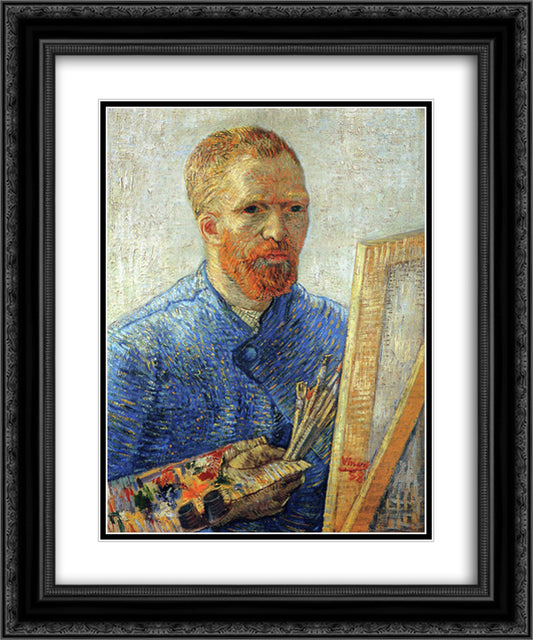 Self Portrait as an Artist 20x24 Black Ornate Wood Framed Art Print Poster with Double Matting by Van Gogh, Vincent
