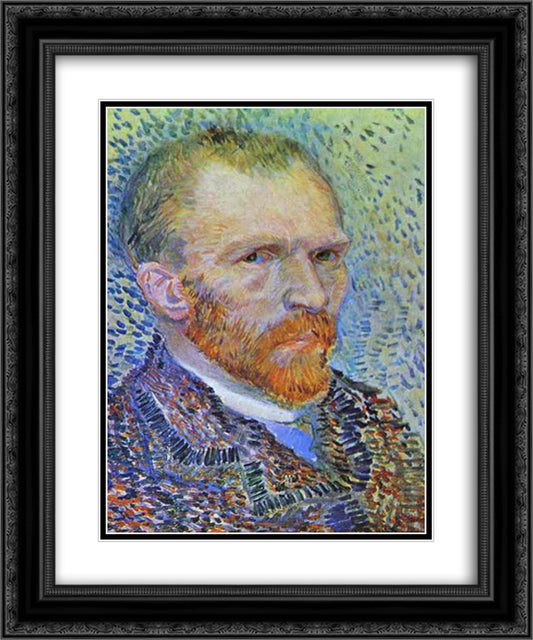Self-portrait 20x24 Black Ornate Wood Framed Art Print Poster with Double Matting by Van Gogh, Vincent