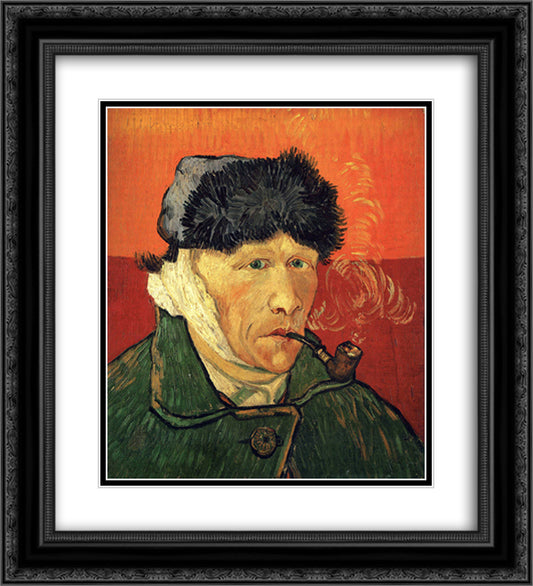 Self-portrait with bandaged ear 20x22 Black Ornate Wood Framed Art Print Poster with Double Matting by Van Gogh, Vincent