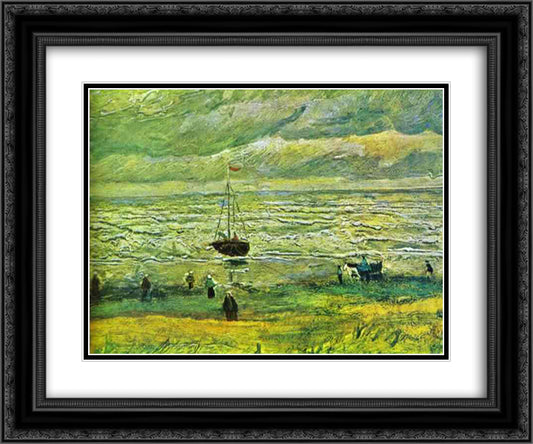 Shores of Scheveningen 24x20 Black Ornate Wood Framed Art Print Poster with Double Matting by Van Gogh, Vincent