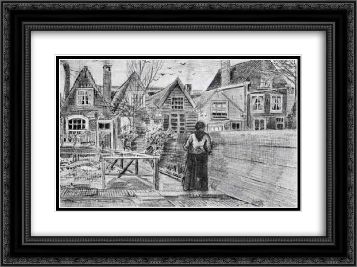 Sien's Mother's House 24x18 Black Ornate Wood Framed Art Print Poster with Double Matting by Van Gogh, Vincent