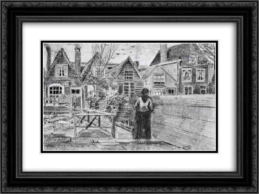 Sien's Mother's House 24x18 Black Ornate Wood Framed Art Print Poster with Double Matting by Van Gogh, Vincent