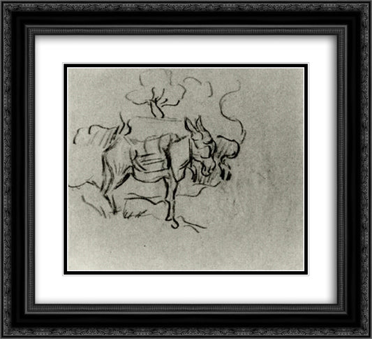 Sketch of a Donkey 22x20 Black Ornate Wood Framed Art Print Poster with Double Matting by Van Gogh, Vincent