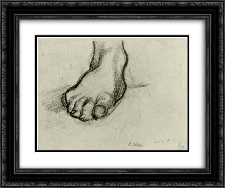 Sketch of a Foot 24x20 Black Ornate Wood Framed Art Print Poster with Double Matting by Van Gogh, Vincent
