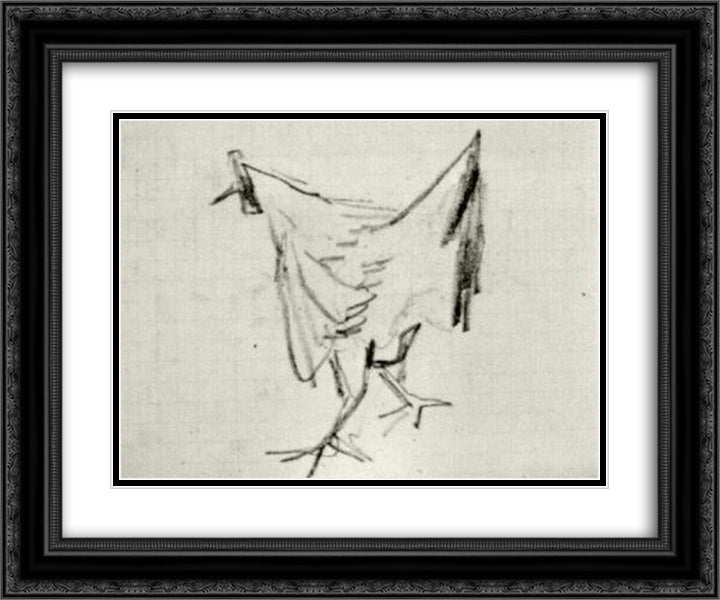 Sketch of a Hen 24x20 Black Ornate Wood Framed Art Print Poster with Double Matting by Van Gogh, Vincent