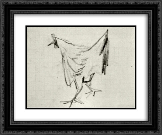 Sketch of a Hen 24x20 Black Ornate Wood Framed Art Print Poster with Double Matting by Van Gogh, Vincent