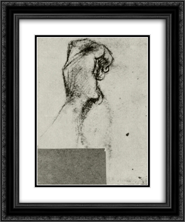 Sketch of a Left Hand 20x24 Black Ornate Wood Framed Art Print Poster with Double Matting by Van Gogh, Vincent