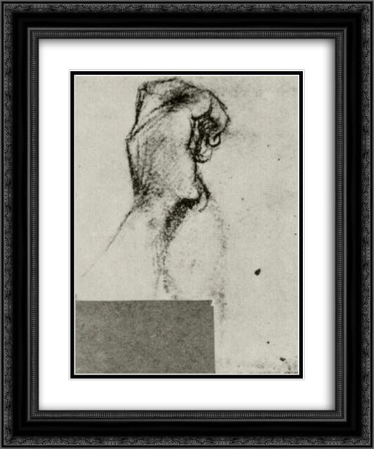 Sketch of a Left Hand 20x24 Black Ornate Wood Framed Art Print Poster with Double Matting by Van Gogh, Vincent