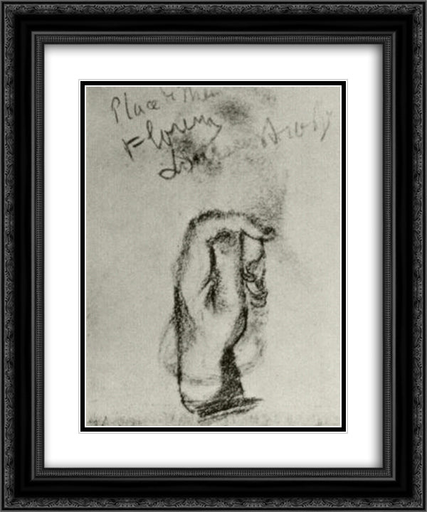Sketch of a Left Hand 20x24 Black Ornate Wood Framed Art Print Poster with Double Matting by Van Gogh, Vincent