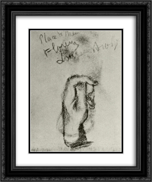 Sketch of a Left Hand 20x24 Black Ornate Wood Framed Art Print Poster with Double Matting by Van Gogh, Vincent