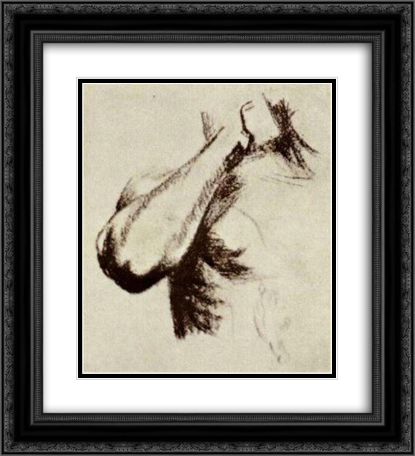 Sketch of a Right Arm and Shoulder 20x22 Black Ornate Wood Framed Art Print Poster with Double Matting by Van Gogh, Vincent