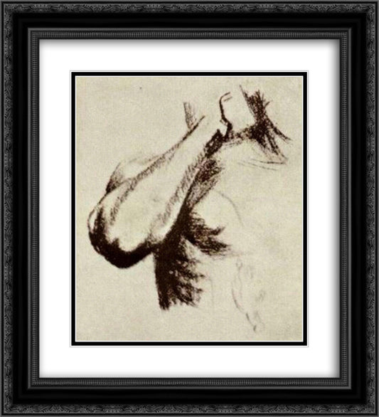 Sketch of a Right Arm and Shoulder 20x22 Black Ornate Wood Framed Art Print Poster with Double Matting by Van Gogh, Vincent
