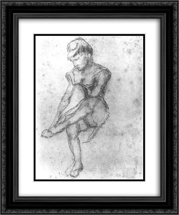 Sketch of a Seated Woman 20x24 Black Ornate Wood Framed Art Print Poster with Double Matting by Van Gogh, Vincent