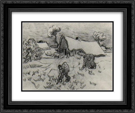 Sketch of Diggers and Other Figures 24x20 Black Ornate Wood Framed Art Print Poster with Double Matting by Van Gogh, Vincent