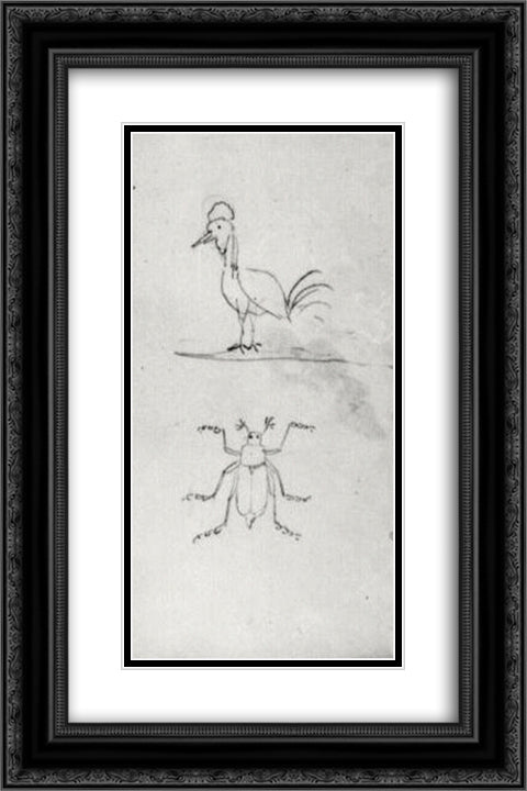 Sketchbook 16x24 Black Ornate Wood Framed Art Print Poster with Double Matting by Van Gogh, Vincent