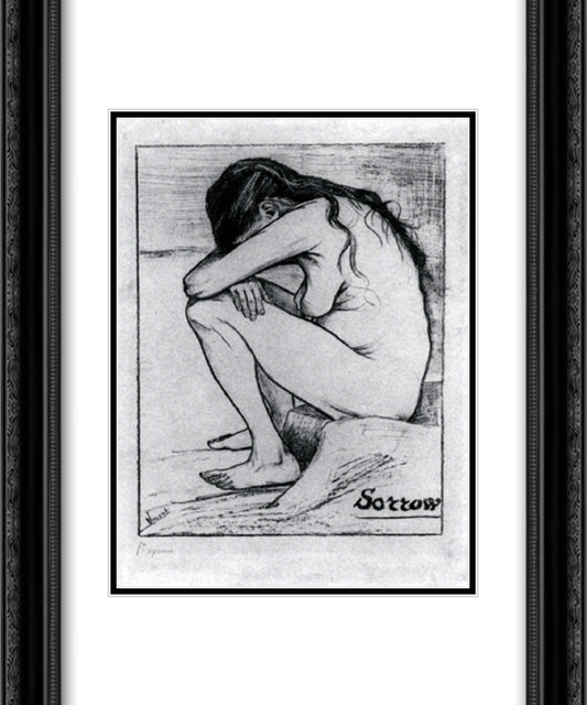 Sorrow 20x24 Black Ornate Wood Framed Art Print Poster with Double Matting by Van Gogh, Vincent