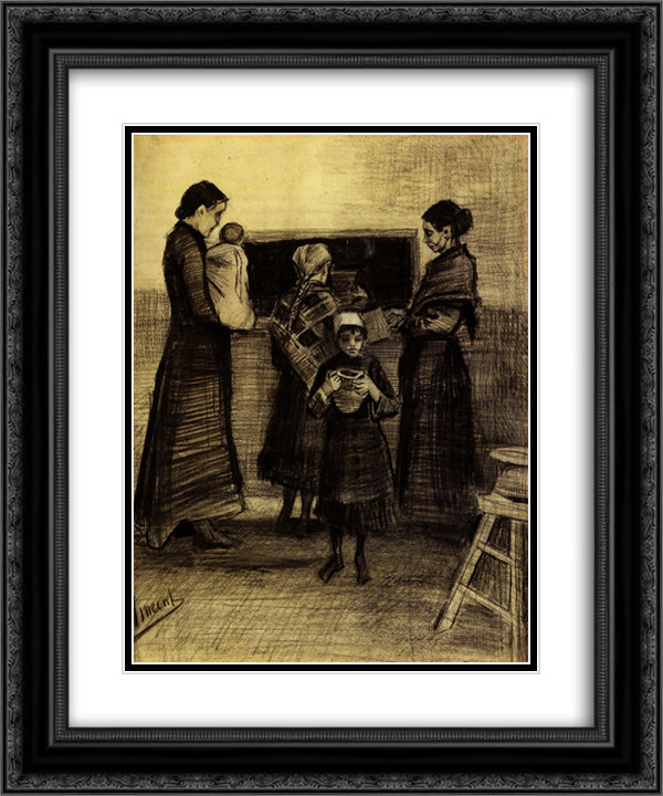 Soup Distribution in a Public Soup Kitchen 20x24 Black Ornate Wood Framed Art Print Poster with Double Matting by Van Gogh, Vincent