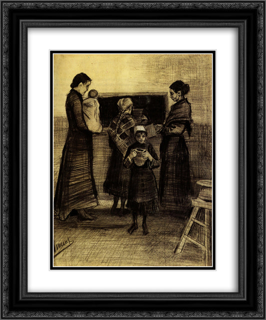 Soup Distribution in a Public Soup Kitchen 20x24 Black Ornate Wood Framed Art Print Poster with Double Matting by Van Gogh, Vincent