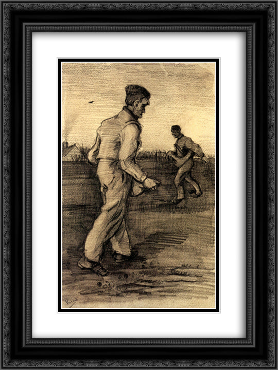 Sowers 18x24 Black Ornate Wood Framed Art Print Poster with Double Matting by Van Gogh, Vincent