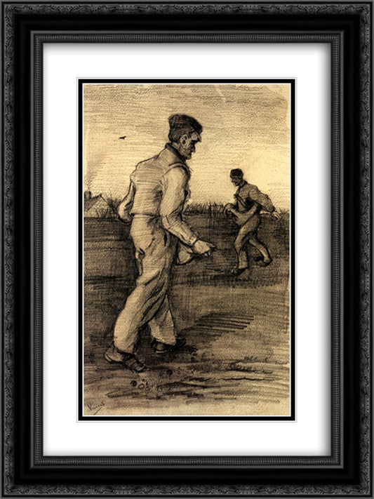 Sowers 18x24 Black Ornate Wood Framed Art Print Poster with Double Matting by Van Gogh, Vincent