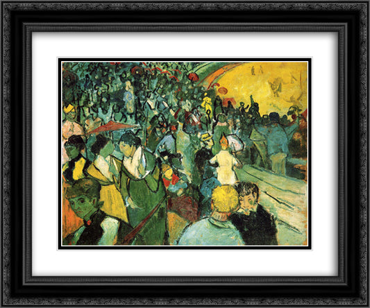 Spectators in the Arena at Arles 24x20 Black Ornate Wood Framed Art Print Poster with Double Matting by Van Gogh, Vincent