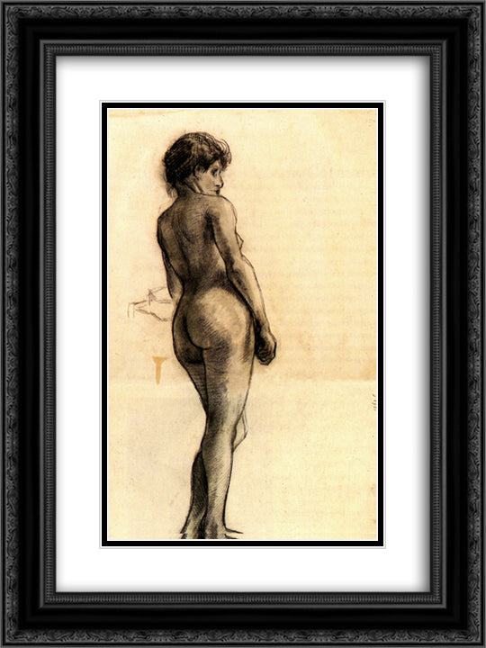Standing Female Nude Seen from the Back 18x24 Black Ornate Wood Framed Art Print Poster with Double Matting by Van Gogh, Vincent