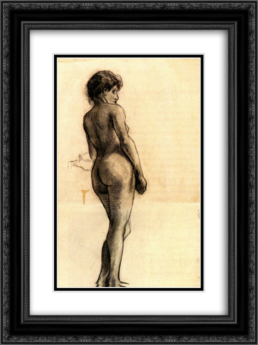 Standing Female Nude Seen from the Back 18x24 Black Ornate Wood Framed Art Print Poster with Double Matting by Van Gogh, Vincent