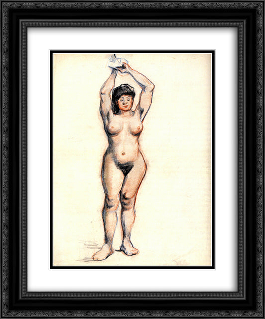 Standing Female Nude Seen from the Front 20x24 Black Ornate Wood Framed Art Print Poster with Double Matting by Van Gogh, Vincent