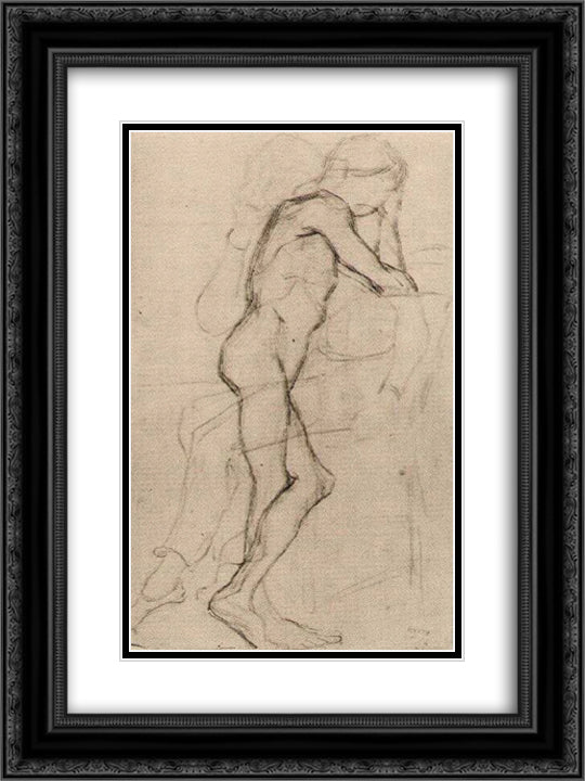 Standing Male Nude 18x24 Black Ornate Wood Framed Art Print Poster with Double Matting by Van Gogh, Vincent