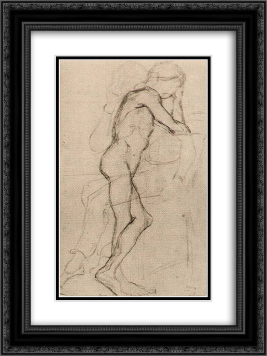 Standing Male Nude 18x24 Black Ornate Wood Framed Art Print Poster with Double Matting by Van Gogh, Vincent