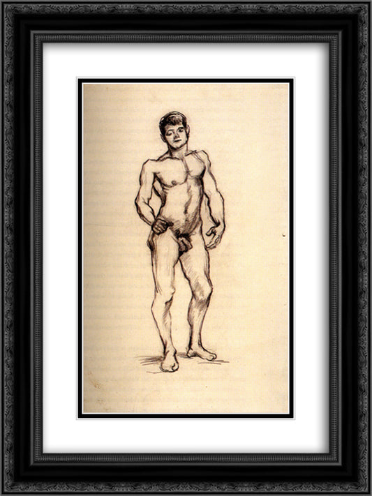 Standing Male Nude Seen from the Front 18x24 Black Ornate Wood Framed Art Print Poster with Double Matting by Van Gogh, Vincent