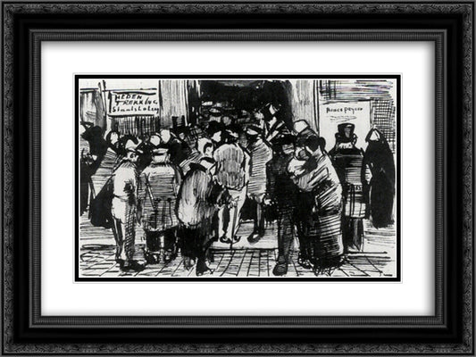 State Lottery Office 24x18 Black Ornate Wood Framed Art Print Poster with Double Matting by Van Gogh, Vincent