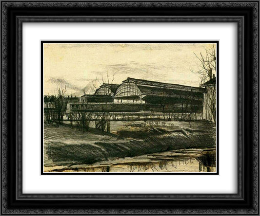 Station in The Hague 24x20 Black Ornate Wood Framed Art Print Poster with Double Matting by Van Gogh, Vincent